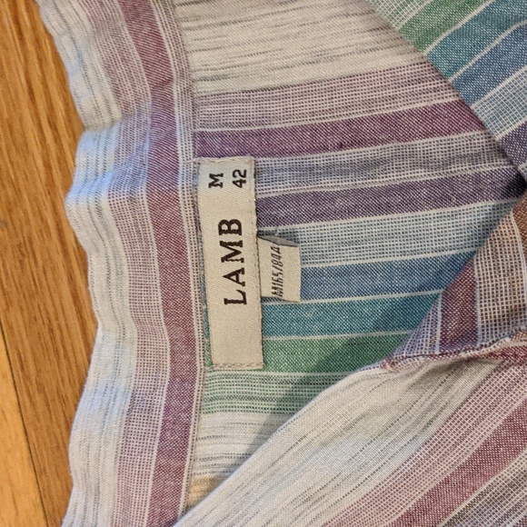 LAMB brand asymmetrical striped button top - Picture 3 of 6